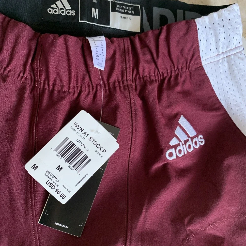 Adidas Woven A1 Stock Football Pants‎ Burgandy White Mens Size M 